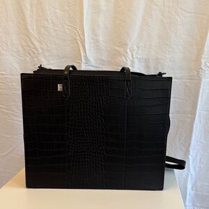 BEIS Black Croc Embossed Handbag